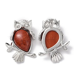Natural Red Jasper Teardrop Pendant Rhinestone Settings&nbsp;G-K339-02P-03