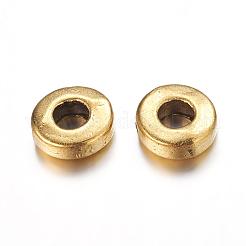 チベット風スペーサービーズ  鉛フリー＆カドミウムフリー  ドーナツ  アンティーク黄金  6x2mm  穴：2.5mm&nbsp;LF0842Y-AG