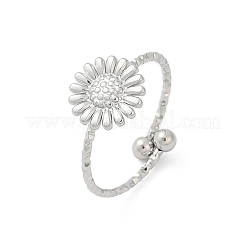 304ステンレススチールカフリング  花  ステンレス鋼色  10x10mm  内径：17mm&nbsp;RJEW-D306-08P