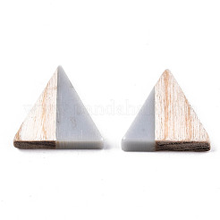 不透明な樹脂と木のカボション  三角形  銀  15x14.5x3mm&nbsp;LS-CRES-N028-001A-B02