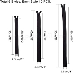 服飾材料  ナイロンジッパー  ファスナー部品  ミックスカラー  30~50x2.4~2.5cm  60個/セット&nbsp;FIND-BC0001-12