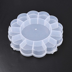 （不良品処分セール：傷あり）フラワープラスチックビーズ収納容器  13コンパートメント  透明  15.5x15.5x2.6cm&nbsp;CON-XCP0002-65