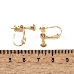 真鍮製クリップ式イヤリングパーツ  カドミウムフリー＆鉛フリー  片穴パーツ用  24KGP本金メッキ  トレイ：5mm  15x16.5x5mm  ピン：1mm&nbsp;KK-P310-28G