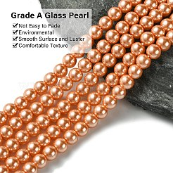 環境に優しい染色ガラスパールビーズ連売り  ラウンド  コットンコードねじ切り  ダークサーモン  6mm  穴：1.2~1.5mm  約70個/連  15.7インチ&nbsp;HY-A008-6mm-RB113