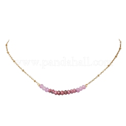Dyed Natural Malaysia Jade Faceted Rondelle Beaded 304 Stainless Steel Satellite Chain Necklaces for Women&nbsp;NJEW-JN05783-02