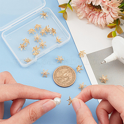 真鍮カップペグベイルペンダント20個  片穴パーツ用  花  18KGP本金メッキ  10x9x7~7.5mm  穴：1.4mm  ピン：1mm&nbsp;KK-BC0011-87