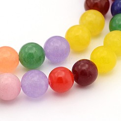 天然石ホワイトジェイドビーズ連売り  染め  ラウンド  カラフル  直径約8mm  穴  1mm  約50個/連  15インチ&nbsp;JB8mm