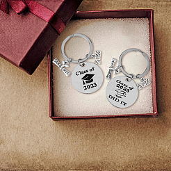5Pcs 5 Style Class of 2023 Graduation Gifts Stainless Steel Keychain&nbsp;KEYC-FH0001-32B
