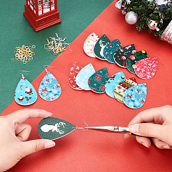 DIY 12Pairs Christmas Themed PU Leather Earring Making Kits&nbsp;DIY-FH0002-29