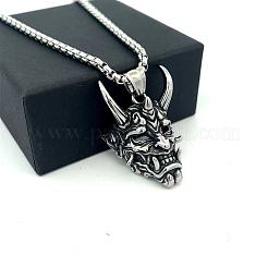 Vintage 304 Stainless Steel 3D Devil Mask Pendant Necklaces for Men&nbsp;AL8165