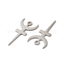 変色しない304ステンレススチールペンダント  ハーデスのシンボルチャーム  ステンレス鋼色  40x20.5x1mm  穴：3mm&nbsp;X-STAS-H212-24P
