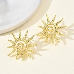 Sun Brass Stud Earrings for Women&nbsp;EJEW-A167-08G