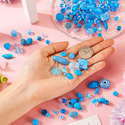 透明/不透明アクリルビーズ100g  混合図形  ディープスカイブルー  5.5~35.5x6~32.5x1.5~16mm  穴：1~5mm&nbsp;MACR-TA0001-50C