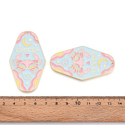 ラックメッキ合金とエナメルの大きなペンダント  菱形と12星座  ライトゴールド  蟹座  63x35x1mm  穴：1.6mm&nbsp;ENAM-T021-29J
