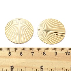 真鍮チャーム  カドミウムフリー＆ニッケルフリー＆鉛フリー  ウェーブのラウンド  18KGP本金メッキ  25.5x1mm  穴：1.6mm&nbsp;X-KK-B134-31G