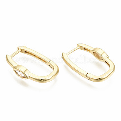 Brass Micro Pave Clear Cubic Zirconia Huggie Hoop Earring&nbsp;EJEW-T046-14G-NF