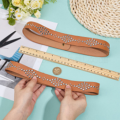 革製メタルリベット帽子バンド1個、DIY麦わら帽子アクセサリー用  プラチナ  ペルー  30mm  内径：270mm&nbsp;AJEW-MA0001-14