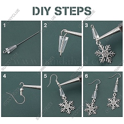 クリスマスの雪の結晶のダングルイヤリングの作り方キット  合金と304ステンレススチールのペンダントを含む  ガラス＆ガラスパールビーズ  真鍮のピアスフック  アンティークシルバー&nbsp;DIY-SC0019-34