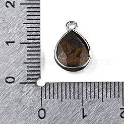 天然宝石のファセットペンダント  ラックメッキ金メッキ真鍮ティアドロップチャーム  14x9.5x4mm  穴：1.4mm&nbsp;G-U019-05P