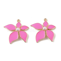 合金エナメルチャーム  花のチャーム  アブソリュートプラスチック模造パール  ラックめっき  ミックスカラー  33.5x32.5x6.5mm  穴：1.8mm&nbsp;AL-CBAA786-10G