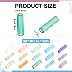 135g 15種類のガラス製丸型ラッパ  混合形状  ミックスカラー  2x6mm  穴：0.8mm  約9g /スタイル&nbsp;GLAA-PH0003-95