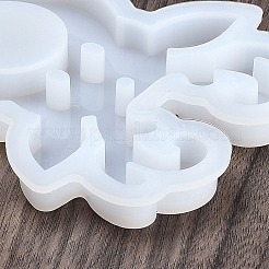 クリスマス アロマセラピー DIY ペンダント デコレーション シリコン型  エポキシ樹脂工芸品作り  ホワイト  鹿  123x104x10mm  穴：4mm  内径：112mm&nbsp;DIY-M057-02A