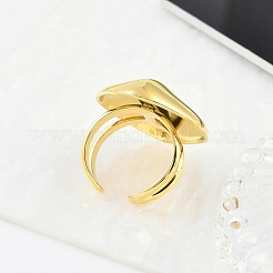 女性用304ステンレススチールオープンカフリング  ゴールドカラー  オーバル  オーバル：28x25mm  調整可能&nbsp;STAS-Z111-01G-02