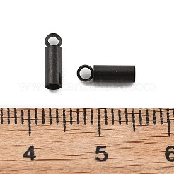 イオンプレーティング（IP）304ステンレススチールコードエンド  エンドキャップ  ブラック  8x2.5mm  穴：1.5mm  内径：2mm&nbsp;STAS-L215-09A-EB