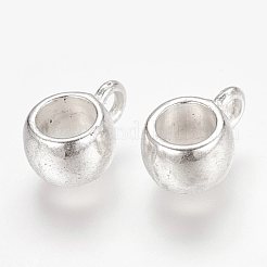 チベット風チャームベイル  保釈ビーズ  カドミウムフリー＆鉛フリー  カップ  銀色のメッキ  約11.5mm長  8 mm幅  厚さ5.5mm  4.8mm内径  穴：2mm&nbsp;LF10439Y-S