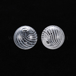 透明な手作り吹きガラスグローブビーズ  縞模様  ラウンド  ホワイト  12.5~13.5mm  穴：1.2~2mm&nbsp;GLAA-T012-33B