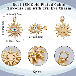 5Pcs Rack Plating Brass Micro Pave Cubic Zirconia Pendants&nbsp;KK-BBC0009-01