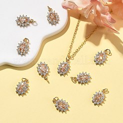 シェグレース 真鍮製マイクロパヴェ キュービックジルコニアペンダント  カドミウムフリー＆ニッケルフリー＆鉛フリー  花のチャーム  18KGP本金メッキ  ベージュ  12x8x3mm  丸カン：4x1ミリ  内径：2mm&nbsp;XGRQ2O533-446A-G