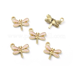 合金エナメルチャーム  ライトゴールド  トンボ  ピンク  14x15.5x2.5mm  穴：1.8mm&nbsp;ENAM-CJC0006-39A