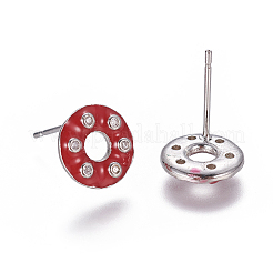 Brass Micro Pave Cubic Zirconia Ear Studs&nbsp;EJEW-F209-04D-P