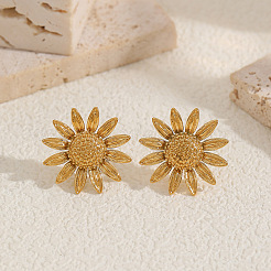 304 Stainless Steel Flower Stud Earrings for Women&nbsp;WGCA36C-01