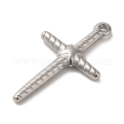 変色しない304ステンレススチールペンダント  クロスチャーム  ステンレス鋼色  26x15x3mm  穴：3mm&nbsp;STAS-R223-06B
