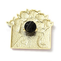 黒猫と花のエナメルピン  バックパック用合金ラペルピンバック  ゴールド  ピンク  38x40mm&nbsp;JEWB-Z048-09G-02