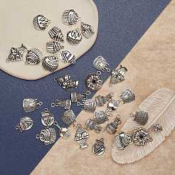 10スタイルのチベットスタイルの合金ペンダント  ケーキ  アンティークシルバー  14~27.5x10~20x2.5~6mm  穴：1.5~3mm  10個/スタイル&nbsp;FIND-SZ0003-64