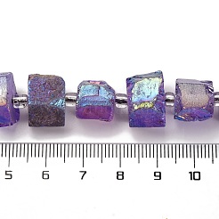 電気メッキ天然のクォーツビーズ連売り  六角プリズム  異形  暗紫色  8~13x10~14x6~11mm  穴：1mm  約15~16個/連  7.8~8インチ（20~20.5cm）&nbsp;G-G767-02-22