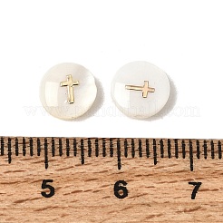 Natural Freshwater Shell Flat Round Beads&nbsp;SHEL-C009-01E