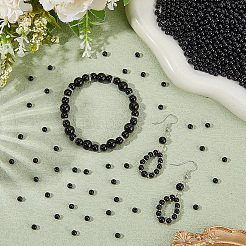 ABSプラスチックパール調ビーズ  ラウンド  ブラック  4mm  穴：1.6mm  1200個/セット&nbsp;KY-SP0001-58A
