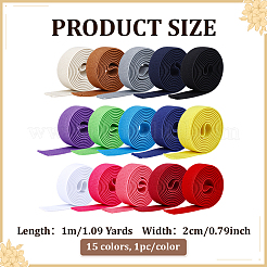 15Pcs 15 Colors Flat Polyester Elastic Cord&nbsp;SRIB-ME0001-20A