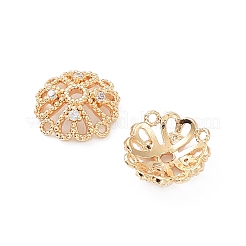 Rack Plating Brass Cubic Zirconia Bead Cap&nbsp;KK-A183-77G