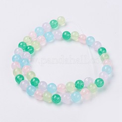 天然石ホワイトジェイドビーズ連売り  染め  ラウンド  ミックスカラー  10mm  穴：1mm  約38個/連  14.5インチ（37cm）&nbsp;G-G756-01-10mm