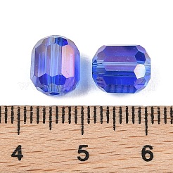 電気メッキカラムガラスビーズ  ABカラーメッキ  多面カット  ブルー  9x7.5~8mm  穴：1.5mm&nbsp;EGLA-A043-02-AB14