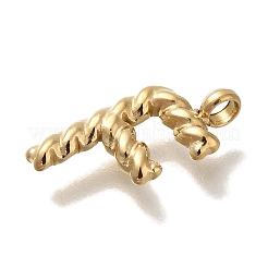 PVD真空メッキ304ステンレスペンダント  18KGP本金メッキ  レターチャーム  文字F  14x7x3mm  穴：1.8mm&nbsp;STAS-S148-28G-F
