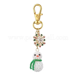 Christmas Seed Glass Beaded Snowman Pendant Decorations&nbsp;HJEW-MZ00398