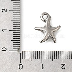 変色防止304ステンレススチールペンダント  ヒトデチャーム  ステンレス鋼色  15.5x13x3mm  穴：2mm&nbsp;STAS-I310-10P