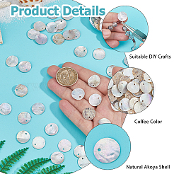 Natural Akoya Shell Disc Charms&nbsp;SHEL-WH0005-05A