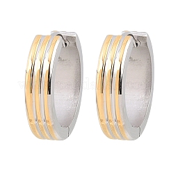 Two Tone 304 Stainless Steel Stripe Hoop Earrings&nbsp;EJEW-L307-03GP